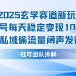 2025玄学赛道新玩法单号每天稳定变现1k+私域偷流量闷声发财