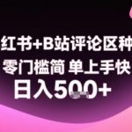 小红书+B站评论区种草，零门槛简单上手快 ，1分钟一单，只需复制粘贴评论就有钱