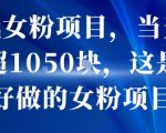私域女粉项目，当天变现超1k，这是最好做的女粉项目，可放大操作