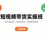 短视频带货实操班，自然流电商快速起号，实现轻松带货变现