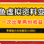 闲鱼虚拟资料新变现玩法，信息差项目，一次出单两份收益，无需囤货，可批量矩阵，零基础小白也能日入5张