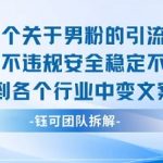 2025关于男粉的引流方式实测不违规安全稳定不封号可套到各个行业中变文案即可
