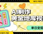 用AI制作黄金地库视频，单日变现1k+，条条点赞过W