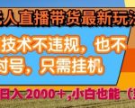 淘宝无人直播带货最新玩法，独家技术不违规，也不封号，全自动运行，只需挂着，  稳定日入2k【揭秘】
