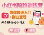 小红书陪跑训练营，带你快速入门+副业变现，做个賺钱的小博主
