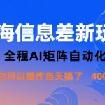 蓝海信息差新玩法，全程AI矩阵自动化小白可以操作当天搞了1k+