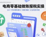 电商零基础做账报税实操快速上手，从0-1学会套账建立，做账准备，企业税务申报