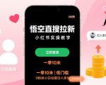 悟空直搜拉新小红书实操教学，一单10米，低门槛，0粉丝小白也能日入多张