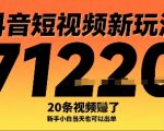 抖音短视频新玩法，20条视频挣了1w+，新手小白当天也可以出单