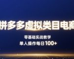 拼多多虚拟类目电商，零基础实战教学，单人操作每日100+