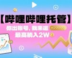 【哔哩哔哩托管】你出账号，我来运营，最高躺入2W【揭秘】