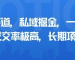 小众赛道，私域掘金，一天多张，成交率极高，长期项目