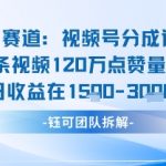 视频号分成计划新赛道玩法，单条收益突破了120W，综合收益在3k上下