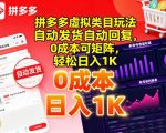 拼多多虚拟类目玩法，自动发货自动回复，0成本可矩阵，轻松日入1K【揭秘】