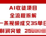 AI收徒项目全流程拆解一条视频成交35单日利润突破1k+