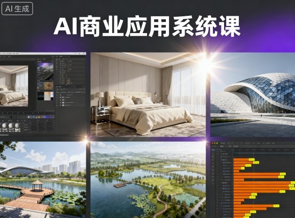 AI商业应用系统课,室内-软装-建筑-景观,智能设计+效果图+动画画实战