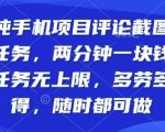 纯手机项目评论截图任务，两分钟一块钱多劳多得，随时随地都能做【揭秘】