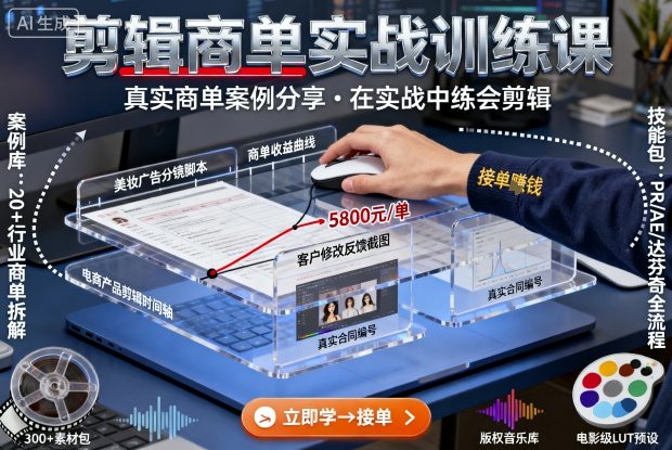 剪辑商单实战训练课，真实商单案例分享[/erphpdown]，在实战中练会剪辑