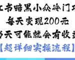 小红书暗黑小众冷门项目每天变现2张当天可能就会有收益