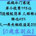 私域冷门赛道:单个收费198米引流模板简单人群精准转化45%单人一天大概收益是1k+