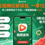 西瓜视频拉新项目，一单13米，有人悄悄用这个方法，一条视频收益2.5w+（附详细教程）