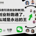 抖音引流创业粉教程，创业粉终于跑通了，私域是永远的王