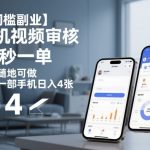 【0门槛副业】手机视频审核，20秒一单，随时随地可做，在家一部手机日入4张【揭秘】