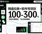 网盘拉新+软件号项目，一天收益100-300，项目长期稳定，可以持续賺钱