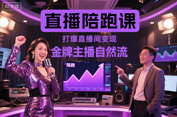 直播陪跑课,金牌主播自然流打爆直播间,复制高变现玩法