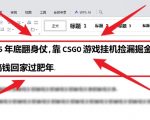 25年底翻身仗，靠CSGO游戏挂G捡漏掘金，搞钱回家过肥年【揭秘】