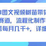 AI图文视频树苗带货，冷门赛道，流程化制作方法，单号每月几K，详细课程