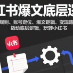 小红书爆文底层逻辑，涵盖平台规则、账号定位、爆文逻辑、变现路径，撬动底层逻辑，玩转小红书