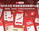 120天小红书涨粉变现训练营Pro版，​精准涨粉，高效变现​，为你量身打造的实战解决方案