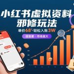 小红书虚拟资料邪修玩法，单价68，轻松入账3W，信息差玩法，市场庞大