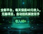 最新看广平台，每天保底30-4米，无脑项目，自动挂G解放双手【揭秘】