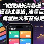 短视频长青赛道，心里测试赛道，流量巨大，收益稳定