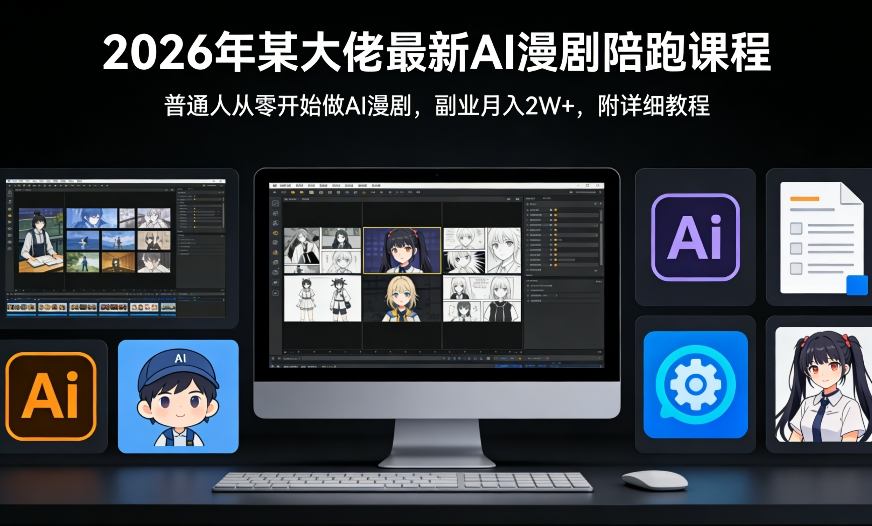 26年某大佬最新Ai漫剧陪跑课程,普通人从零开始做AI漫剧,副业月入2W+