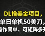 DL撸美金项目，单日单机50美刀，操作简单，可矩阵多开