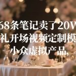 168条笔记卖了20W！婚礼开场视频定制模板，小众虚拟产品