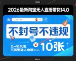 2026最新淘宝无人直播带货14.0，不封号不违规，公+私玩法，不需要真人出境，日入10张【揭秘】