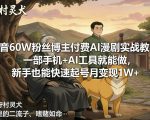 抖音60W粉丝博主付费AI漫剧实战教学，一部手机+AI工具就能做，新手也能快速起号月变现1W+