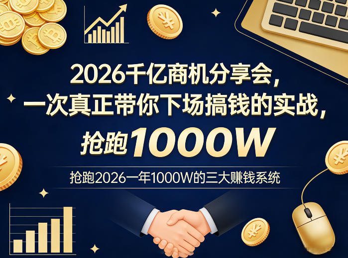 2026千亿商机分享[/erphpdown]会，一次真正带你下场搞钱的实战，抢跑2026一年1000W的三大賺钱系统