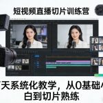 短视频直播切片训练营，7天系统化教学，从0基础小白到切片熟练