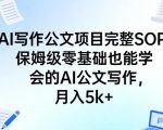 AI写作公文项目完整SOP，保姆级零基础也能学会的AI公文写作，月入5k+