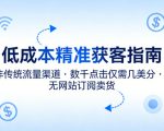 低成本精准获客指南，用非传统流量渠道，实现数千点击仅需几美分，不用网站也能搞订阅卖货