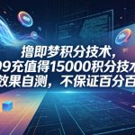 撸即梦积分技术，499充值得15000积分技术，效果自测，不保证百分百