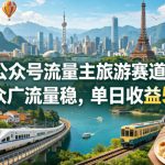 公众号流量主之旅游赛道，受众广+流量稳，平均单日收益5张+