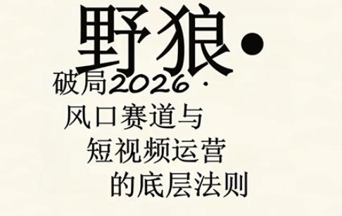 野狼团队·多平台实操运营课，覆盖AI口播、服装、好物、漫剪等热门玩法（更新4月）