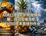 新风口项目AI庇护所视频拆解，自动实操流程，小白0成本直接抄作业