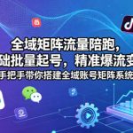全域矩阵流量陪跑，0基础批量起号，精准爆流变现，手把手带你搭建全域账号矩阵系统